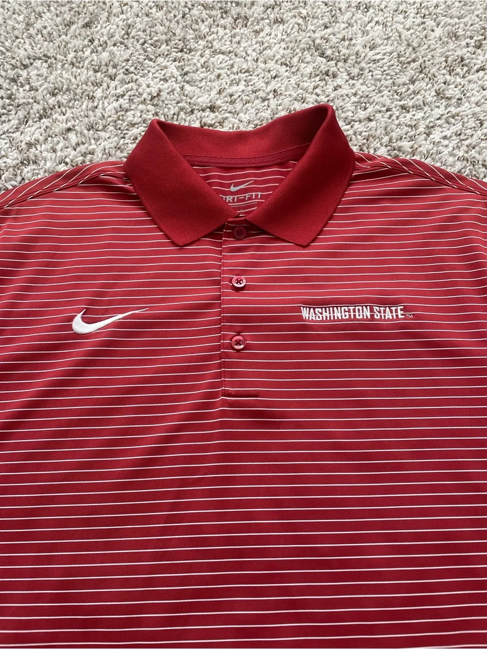 Nike Stadium Striped WSU Washing State Cougars Polo Men’s Medium